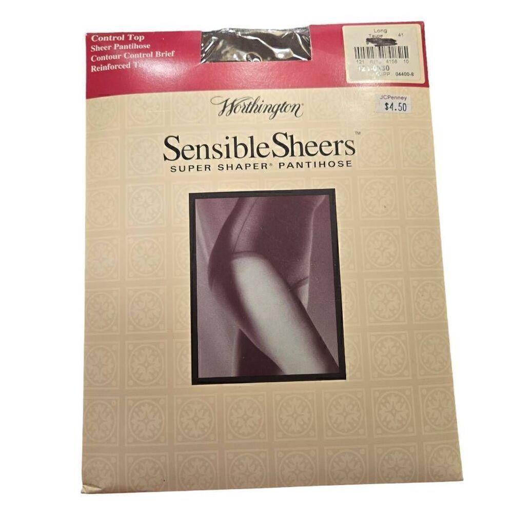 Worthington Sensible Sheers Super Shaper Pantyhose Nylons SZ Long Taupe Vintage